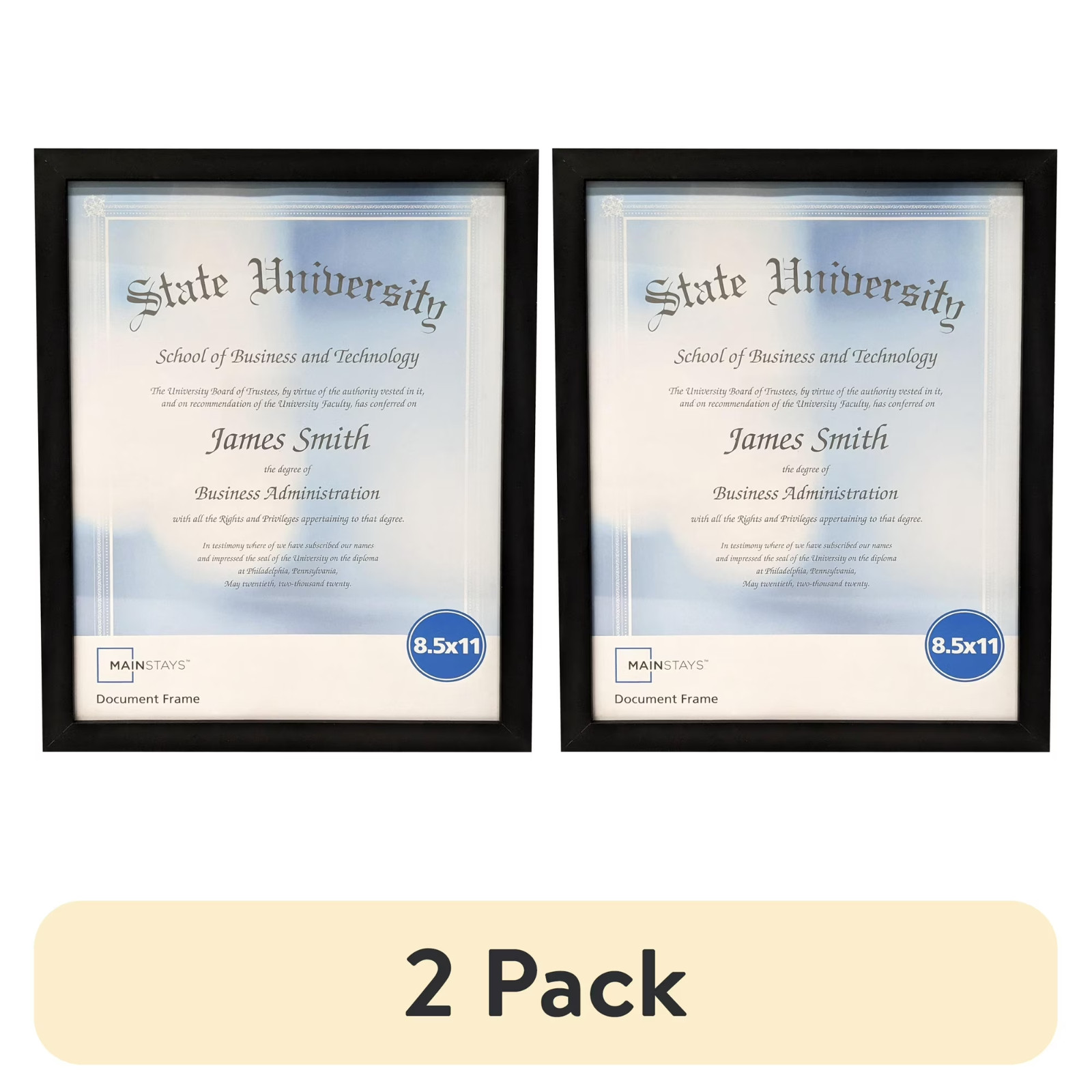 (2 pack) Mainstays 8.5×11 Document Picture Frame, Black