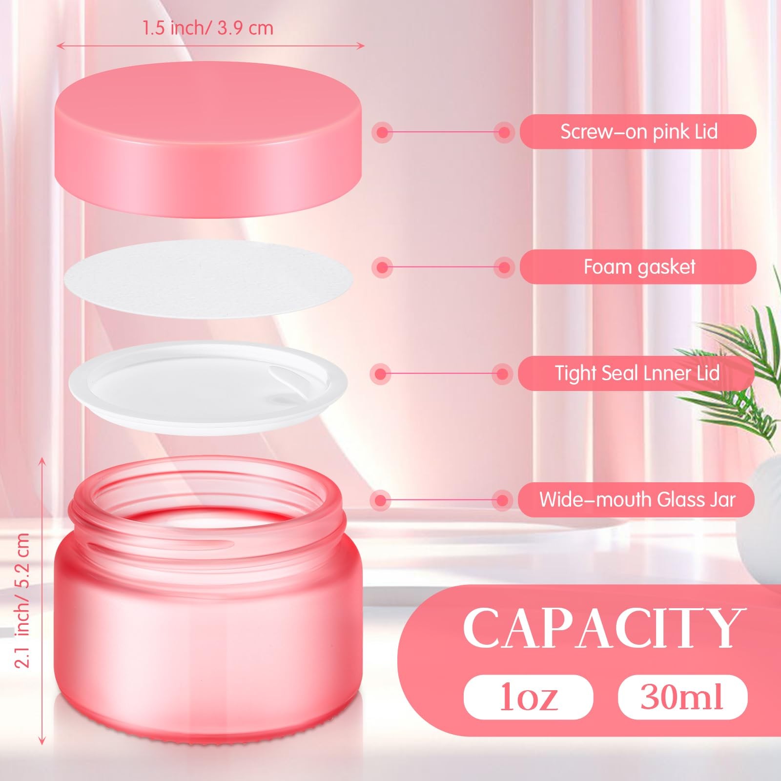 Domensi 100 Pcs 1 Oz Glass Jars Lids Bulk Round Glass Cosmetic Jars For Diy Lip