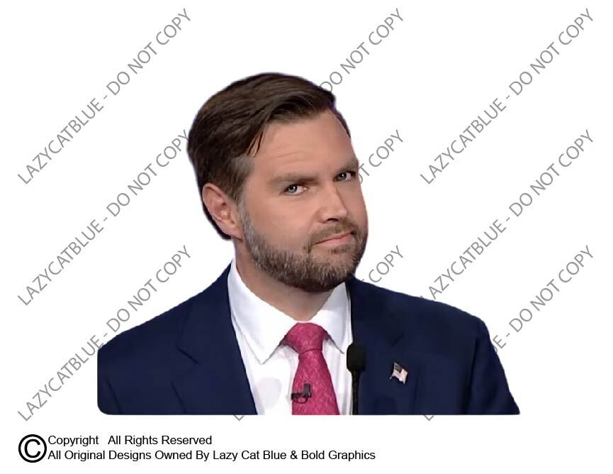JD Vance Smirk Judgmental Decal Sticker Meme Trump 2024 Grin MAGA Political Joke