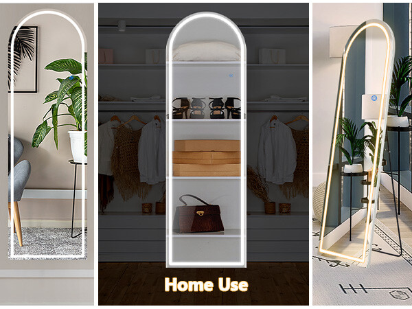 Arched LED vertical mirror, available cold light, warm light, and natural light