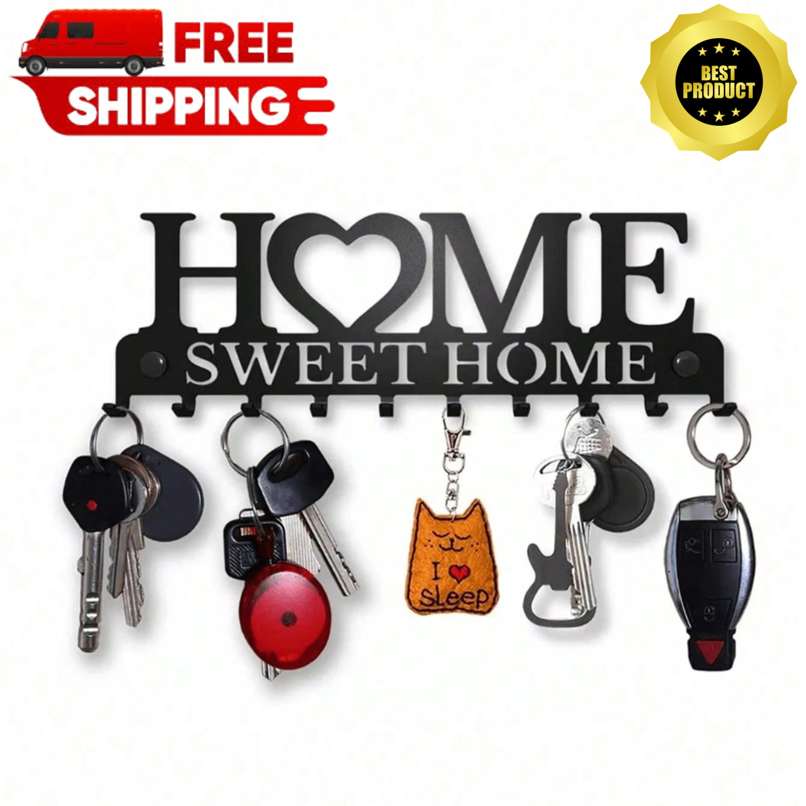Wall Mounted Key Holder 1p Hanger Metal Sweet Home Hat Coat Hooks Rack Organiser