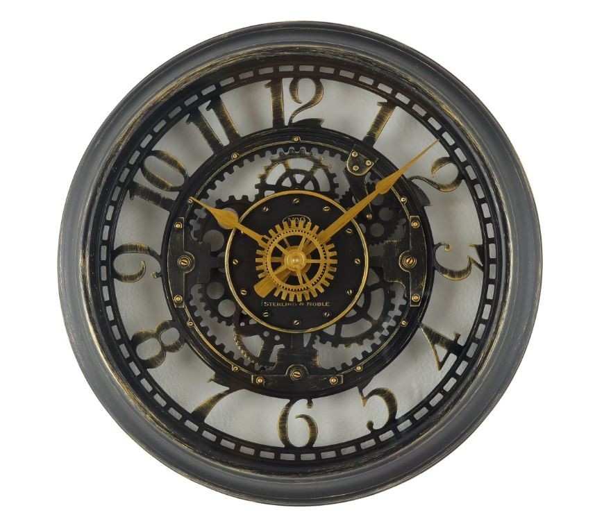 Indoor Round 11.5″ Oil Rubbed Bronze Cutout Gear Industrial Analog Wall Clock