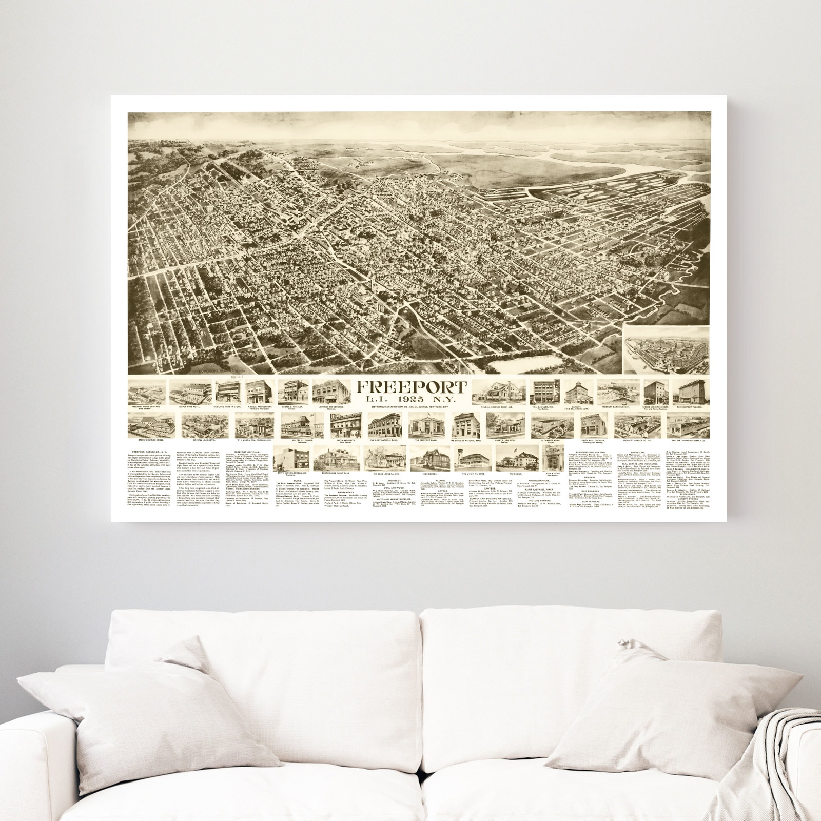 Old Map of Freeport, NY 1925 – Vintage Freeport New York Art