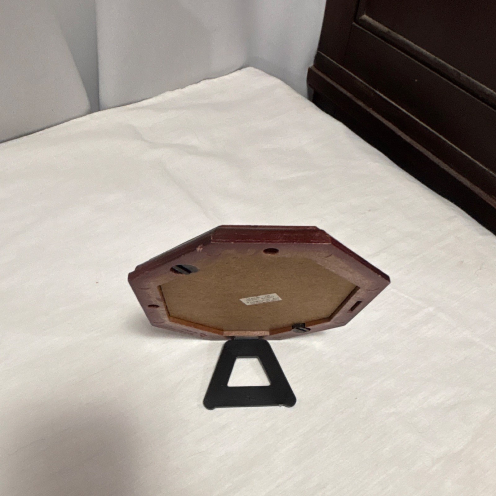 Antique Style Octagonal Brown Photo Frame, Wood Grain, Freestanding, 5×4 in