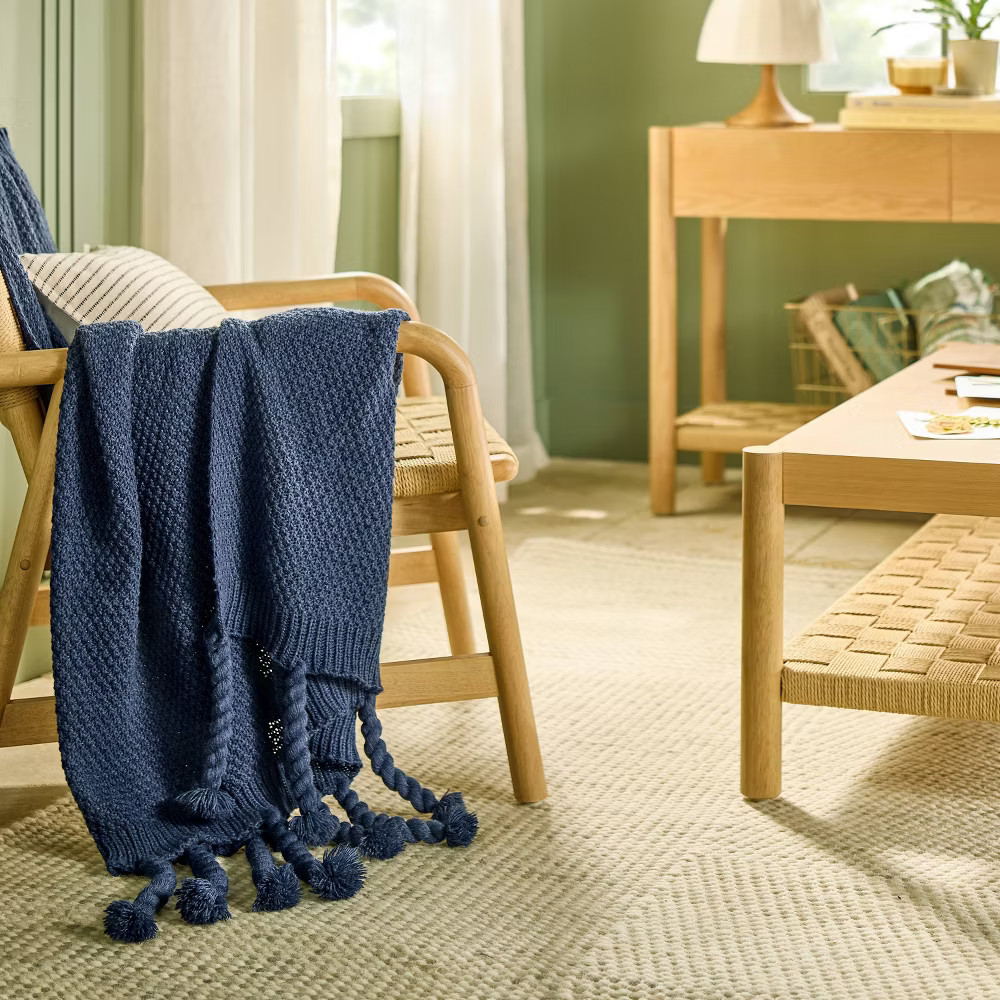 Knit Throw Blanket Blue – Hearth & Hand with Magnolia