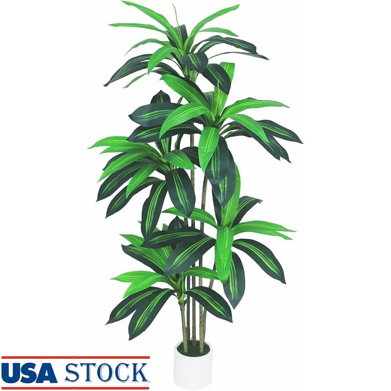 Artificial Dracaena Tree Indoor Floor Plant Realistic Faux Tree Decor Easy Care