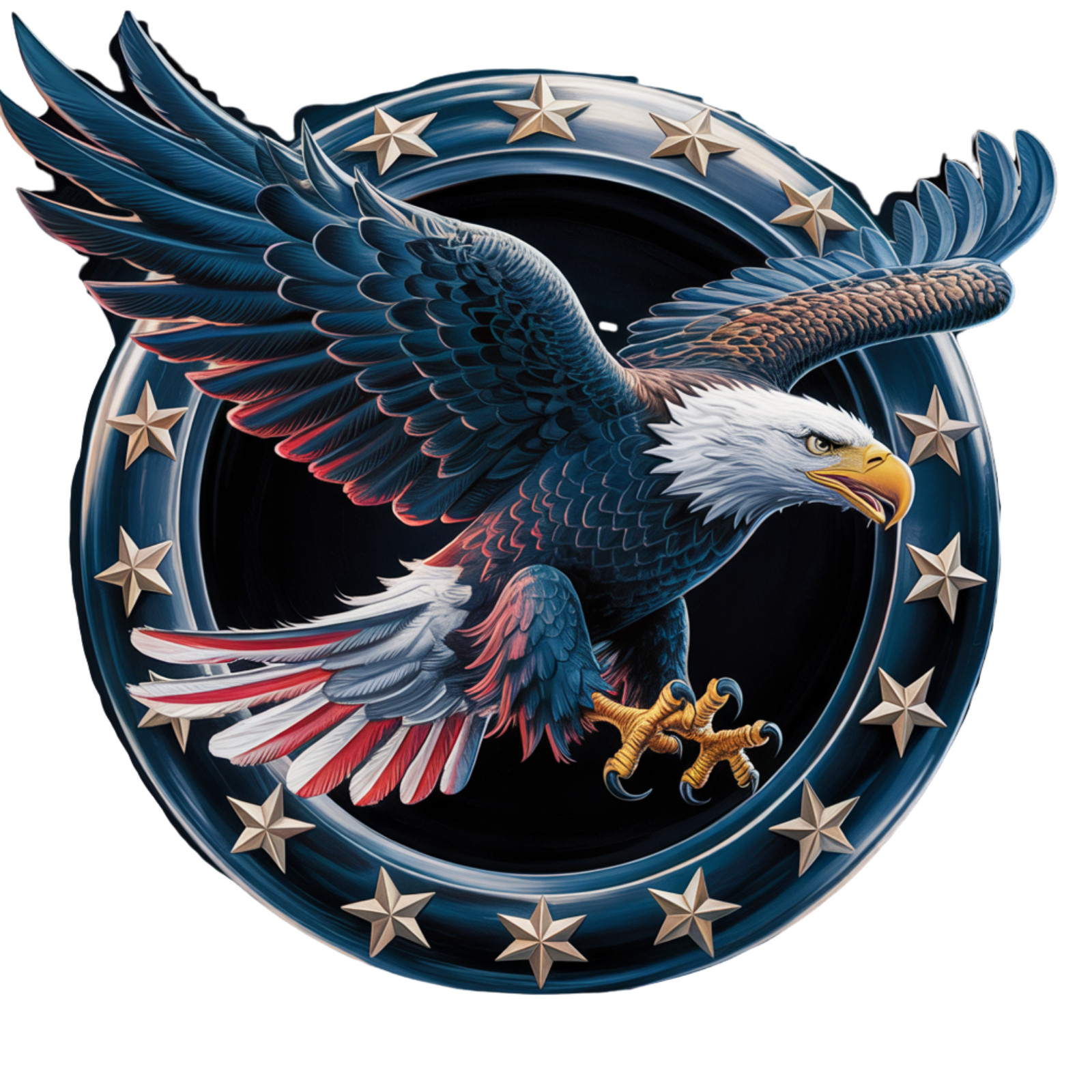 3 inch Patriotic Bald Eagle Circle American Flag Vinyl Sticker Decal USA