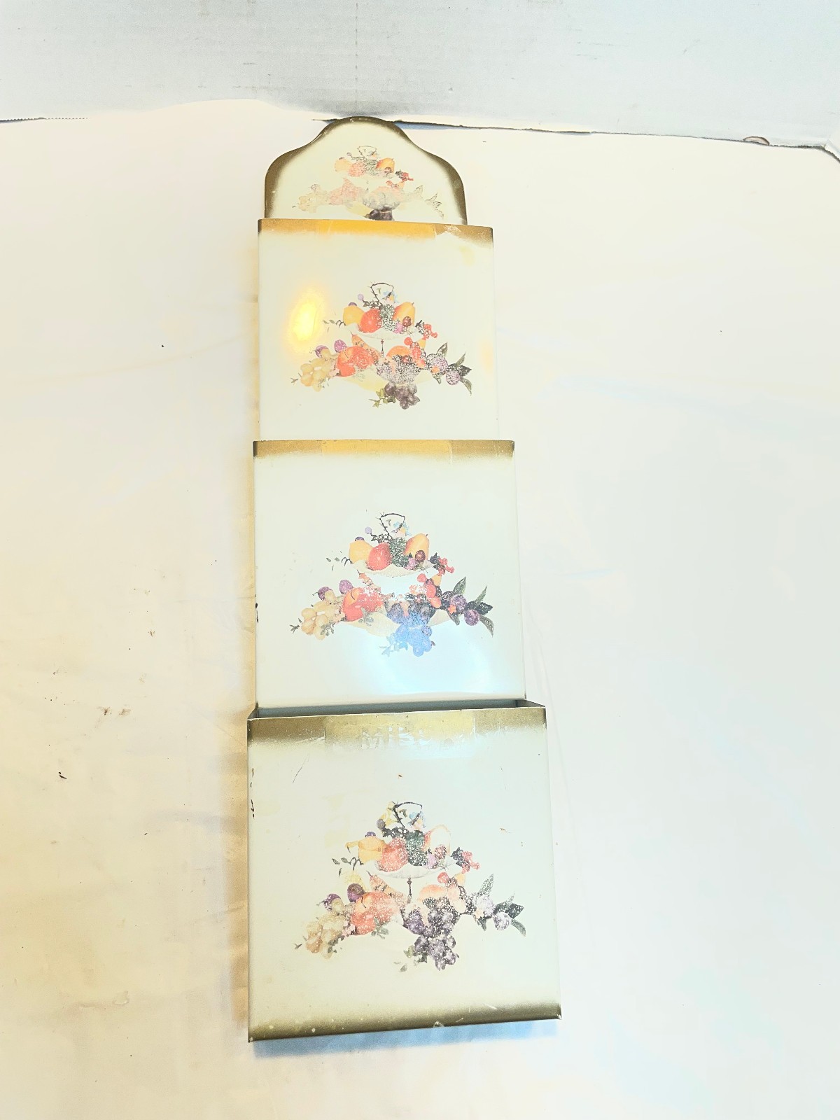 Vintage Metal Wall Mail Organizer Hanging Letter Bill Holder Mid Century