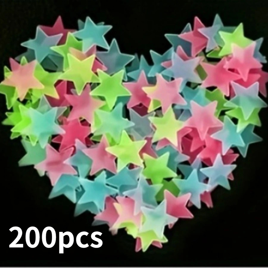 200 Piece Luminous Star Wall Sticker, Easy To Tear and Stick, Suitable for Bedro