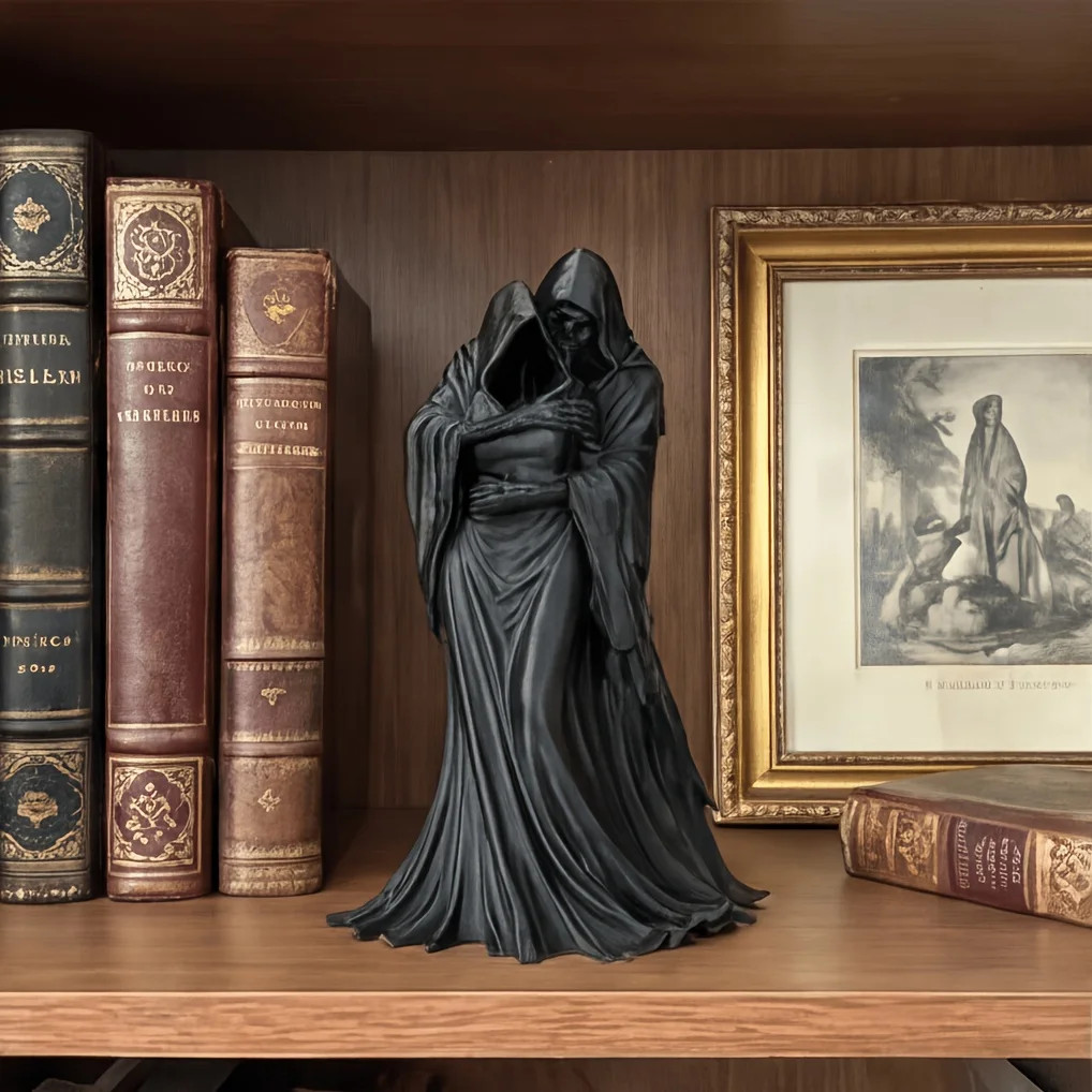 Grim Reaper Lovers Statue Black Figurine Romantic Gothic Decor 4 Inch