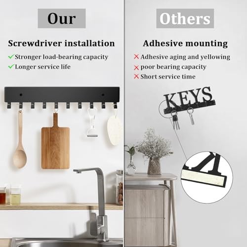 Key Holder for Wall, Key Hooks with 10 Hooks Wall Mounted Key Holder for Hallway