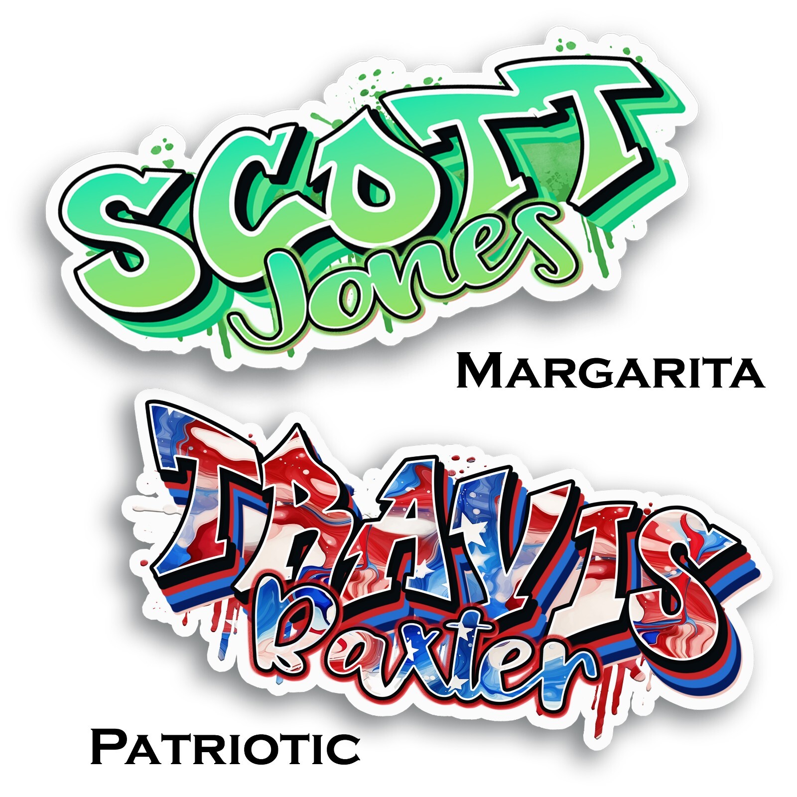 Graffiti Custom Personalized First Last Name Decal Sticker Water Bottle Laptop