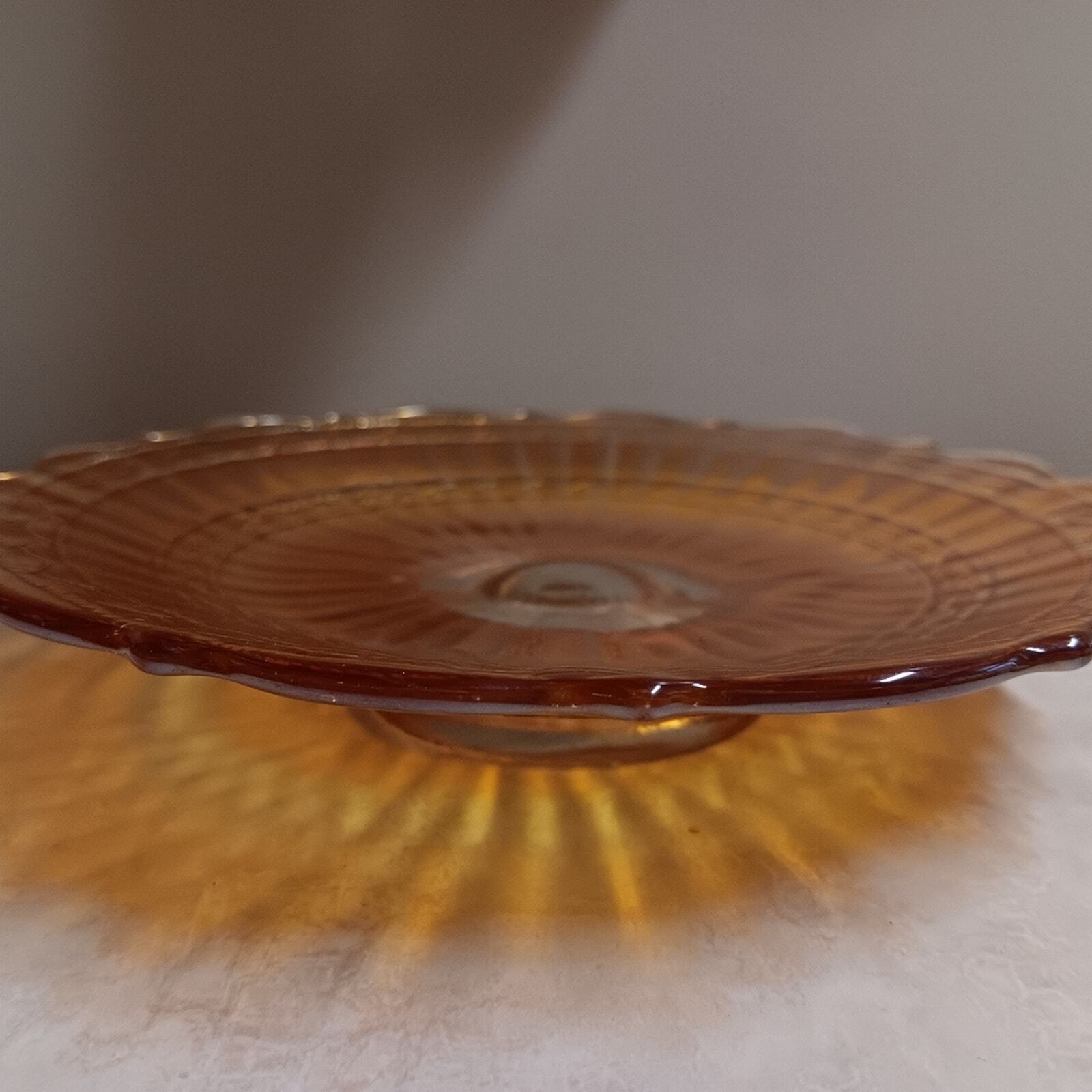 Vintage Marigold Carnival Fenton Plate Tray 17cm dia, planter plate