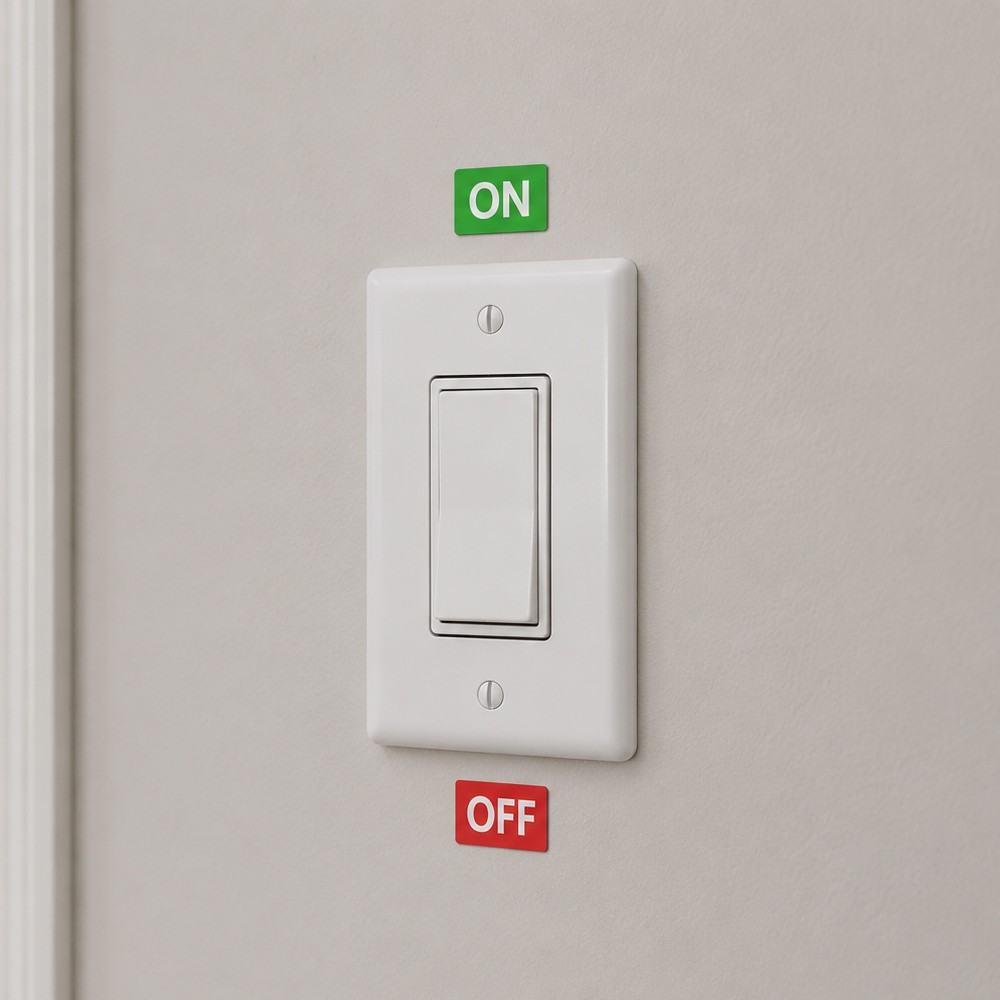 ON OFF Light Switch Stickers Vinyl Decals Garage Door Labels 8-Pack 1.5in x 1in