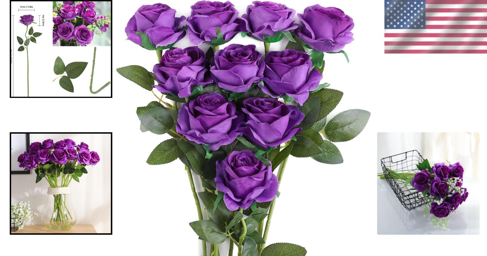 Lifelong 10Pcs Realistic Purple Artificial Roses – Perfect for All Occasions