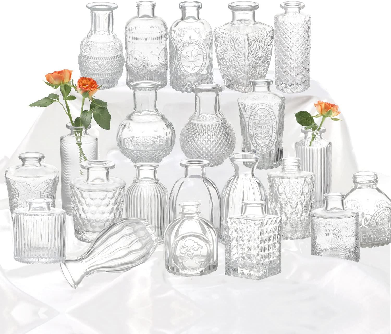 Glass Bud Vase Set of 22, Small Vases for Flowers, Clear Centerpieces, Mini in B