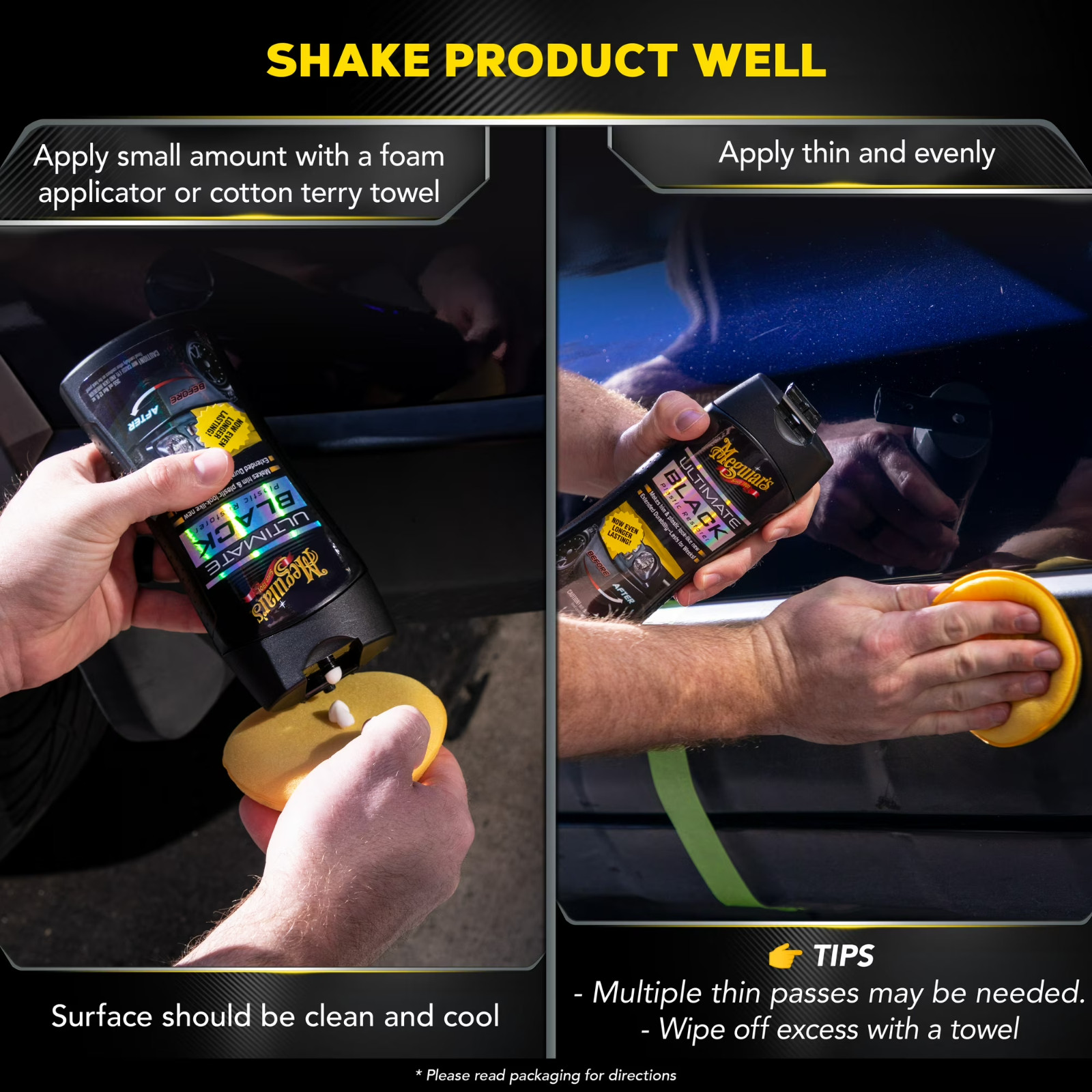 Meguiar’s Ultimate Black Plastic Restorer, Durable Car Restorer for 12 oz.