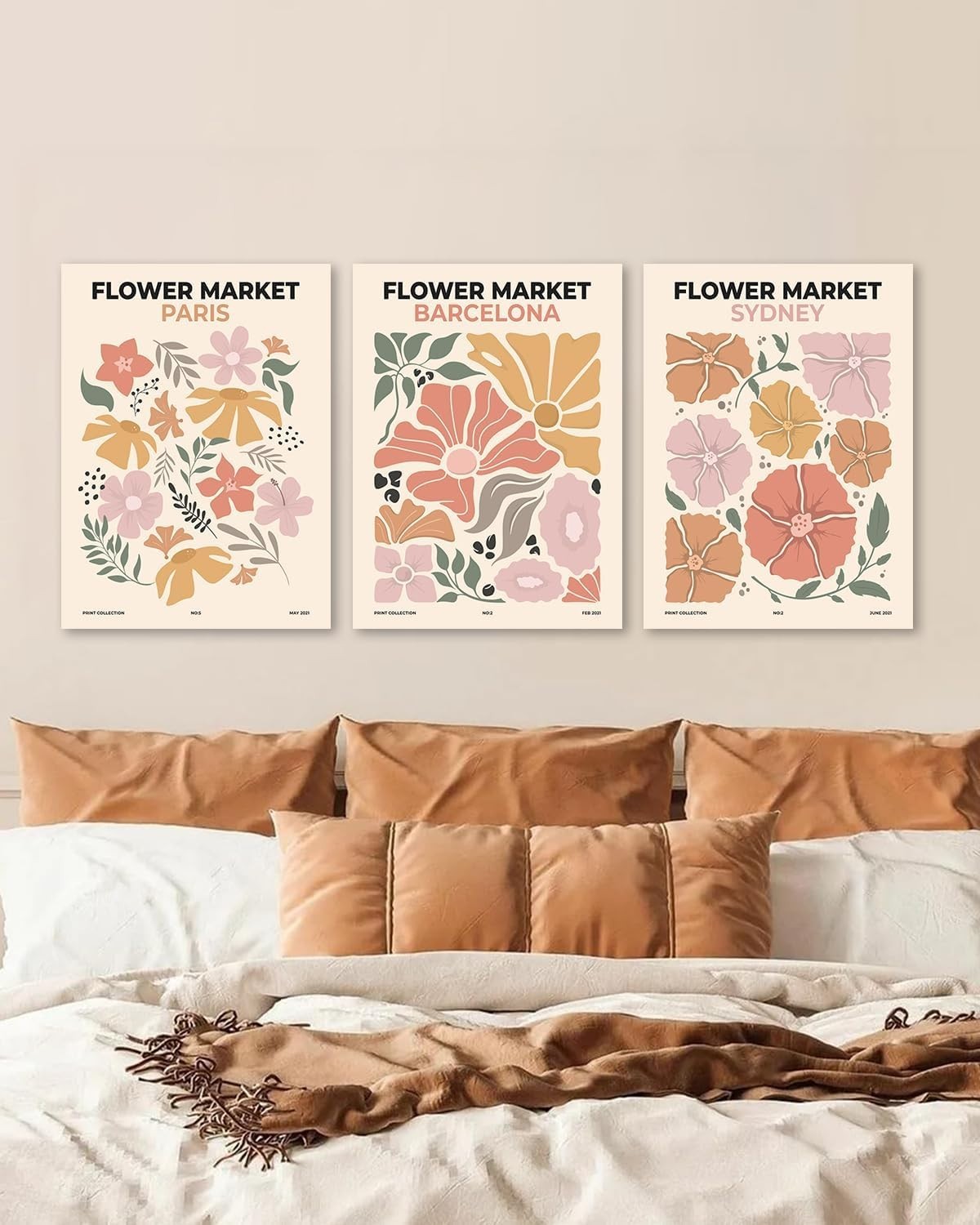 Framed Sage Green Boho Wall Art Set of 3 – Ready to Hang Canvas Prints