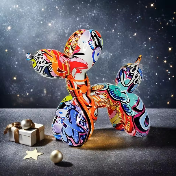 Colorful Balloon Dog Statue Animal Art Modern Home Decor Sculpture Ornament