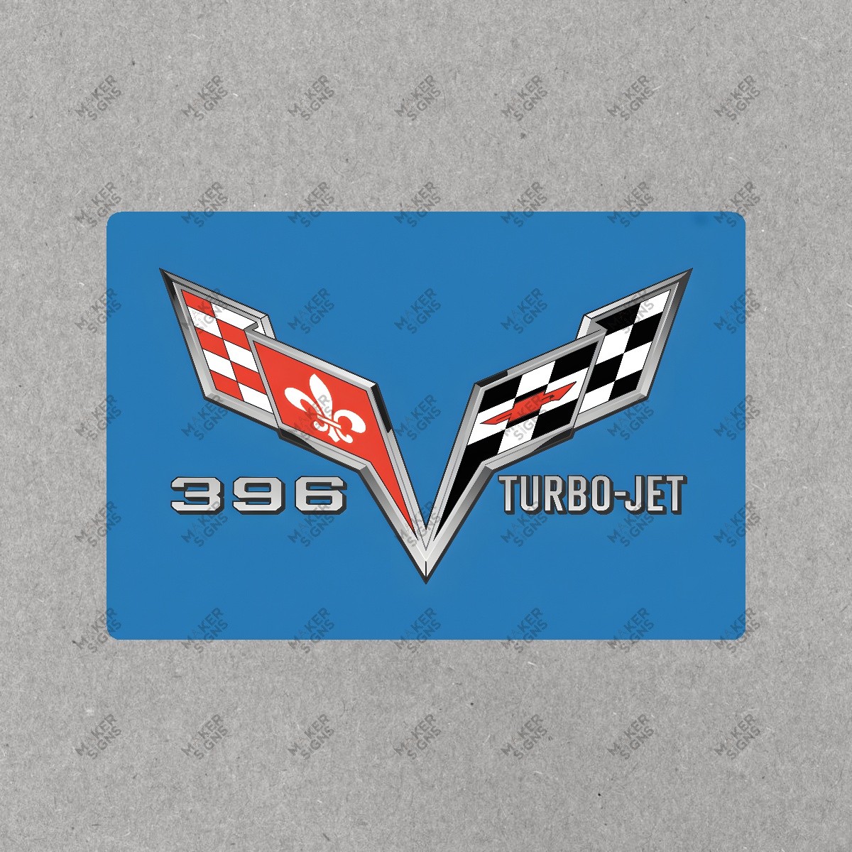 Vintage Chevrolet Corvette Logo Metal Sign 1960s Turbo Jet 396 Garage #396201