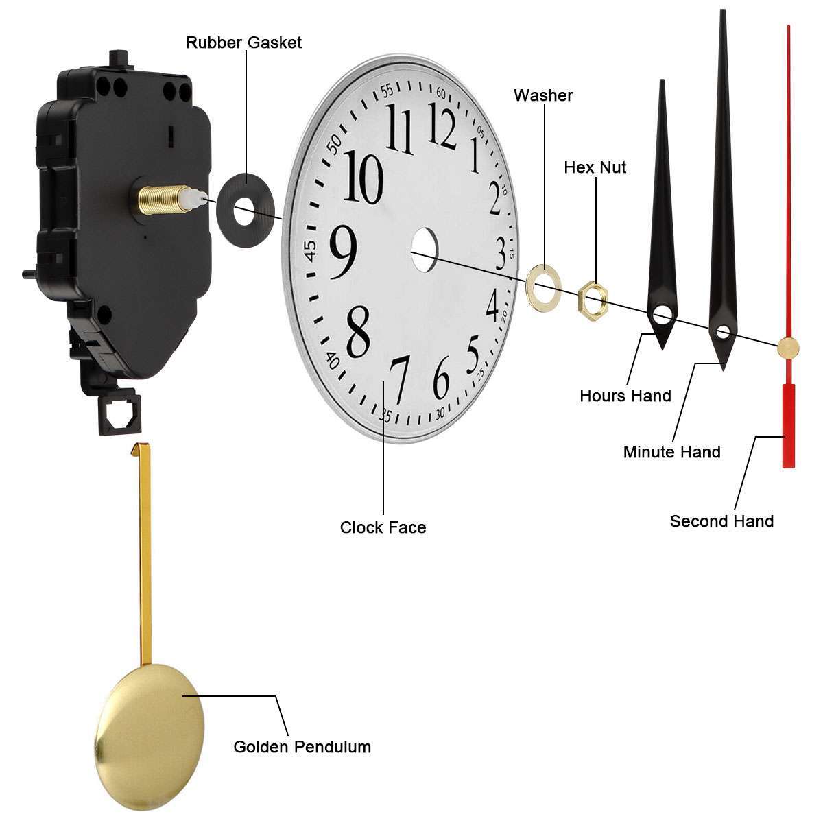 Quartz Wall Clock Pendulum Swing Movement Mechanism DIY Kit Chime Repair Parts