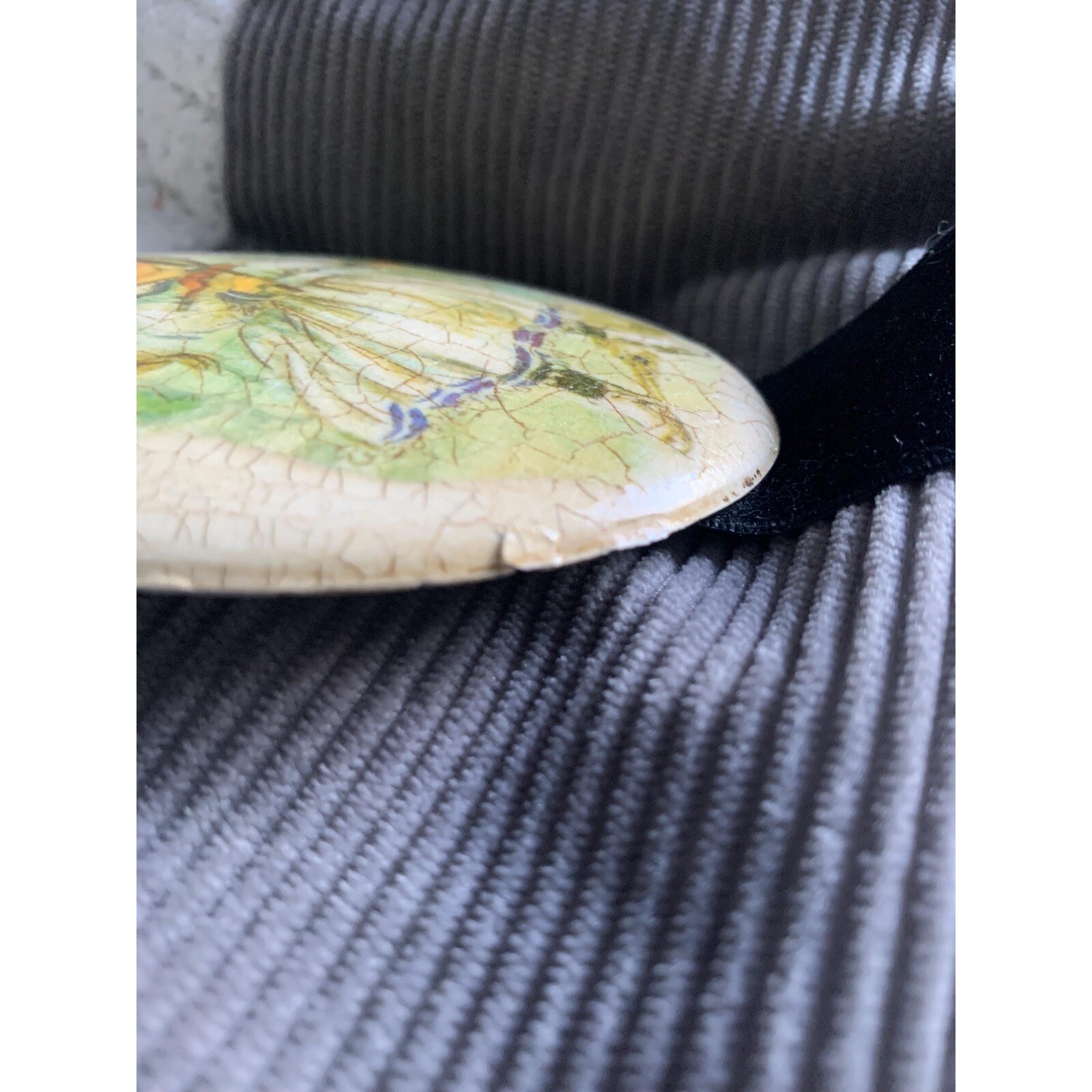 Vintage Oval Decoupaged Plaster Girl Badminton Ribbon Wall Plaque Cottage Retro