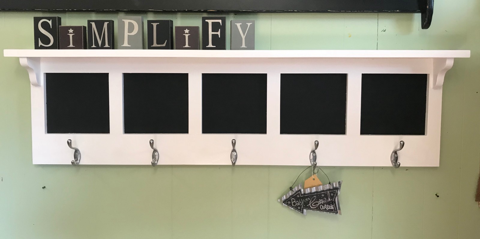 Message Center Chalkboard with Coat Hooks Hallway Message Board and Coat Rack 48