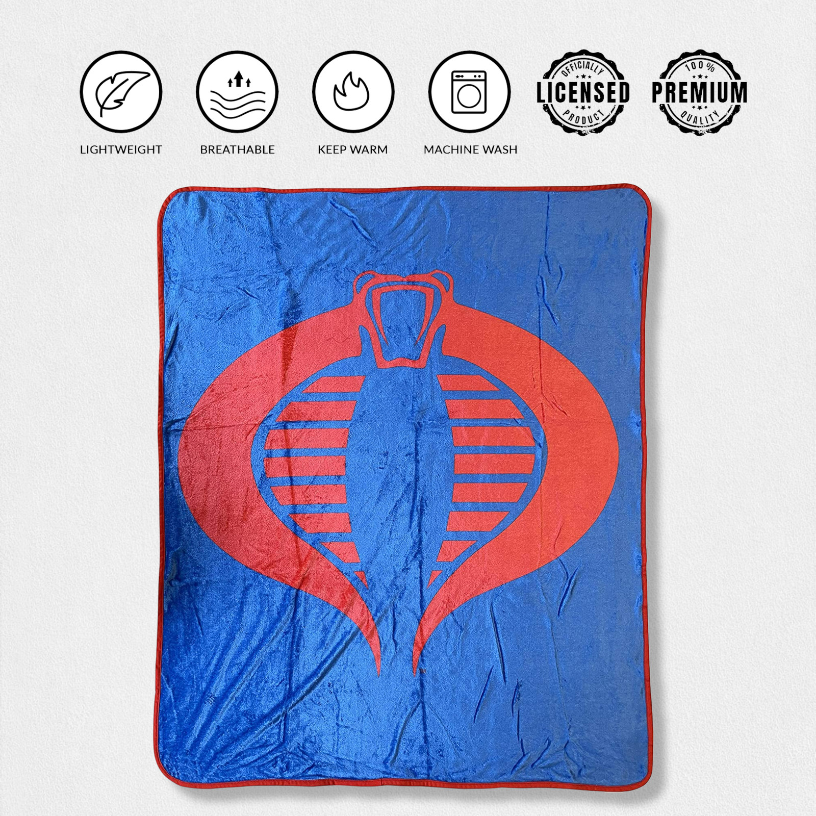 Hasbro G.I. Joe Cobra Symbol Blue 80’s Cartoon Throw Blanket