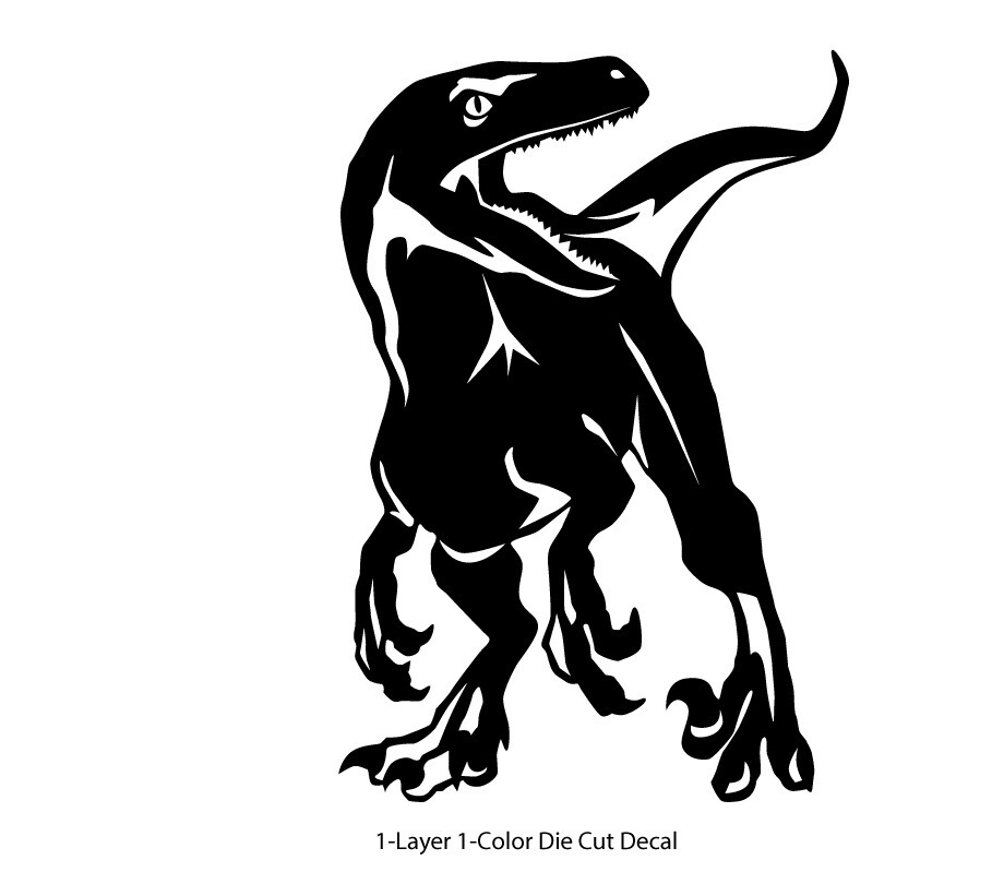 Dinosaur – Roaring Velociraptor #1 – Jurassic Period – 4-21″ wide – DieCut Decal