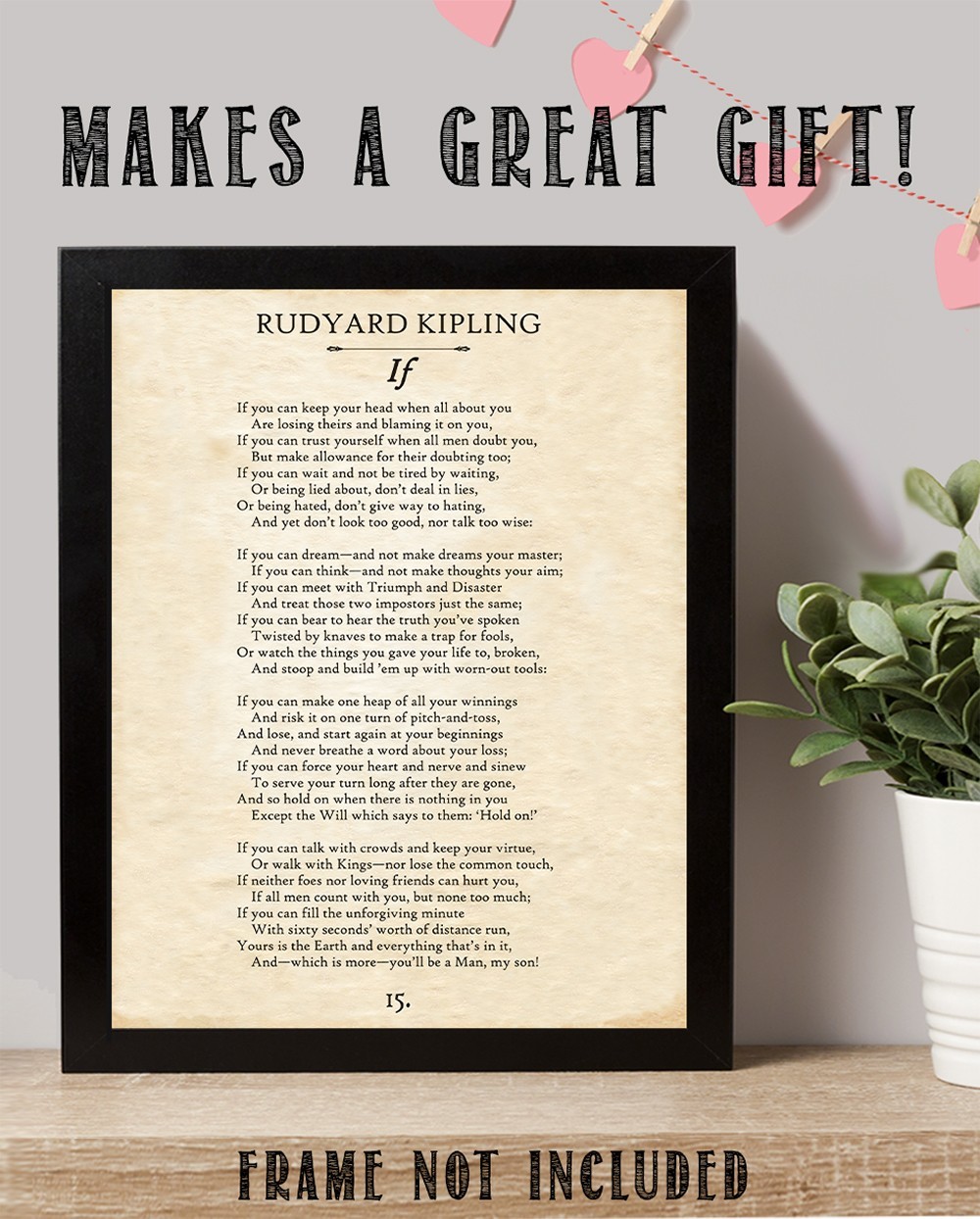 If Poem by Rudyard Kipling Wall Art 11×14 Unframed Typography Poetry Print