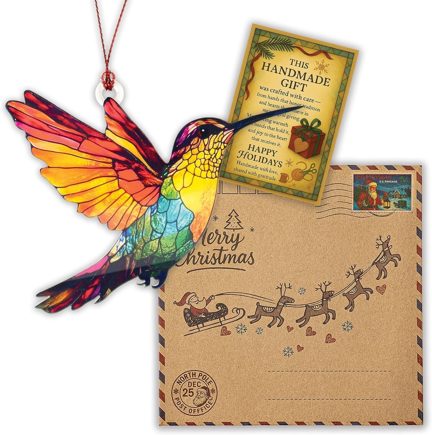 Vibrant Hummingbird Ornament – 4-Inch Acrylic Hanging Decor for All Occasions