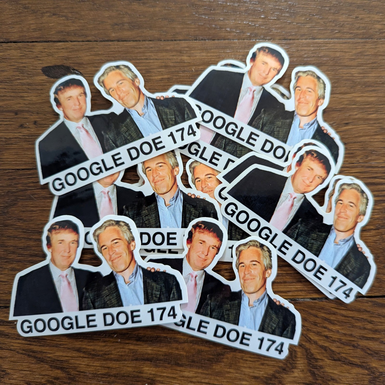 Donald Trump with Jeffrey Epstein ”GOOGLE DOE 174” Sticker Pack Anti-Trump