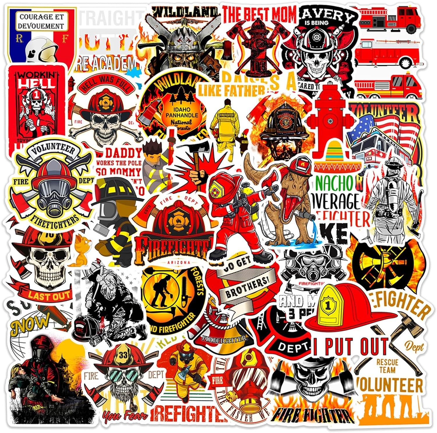 50Pcs Funny Firefighter Stickers for Adults — Fireman Stickers and Decals for
