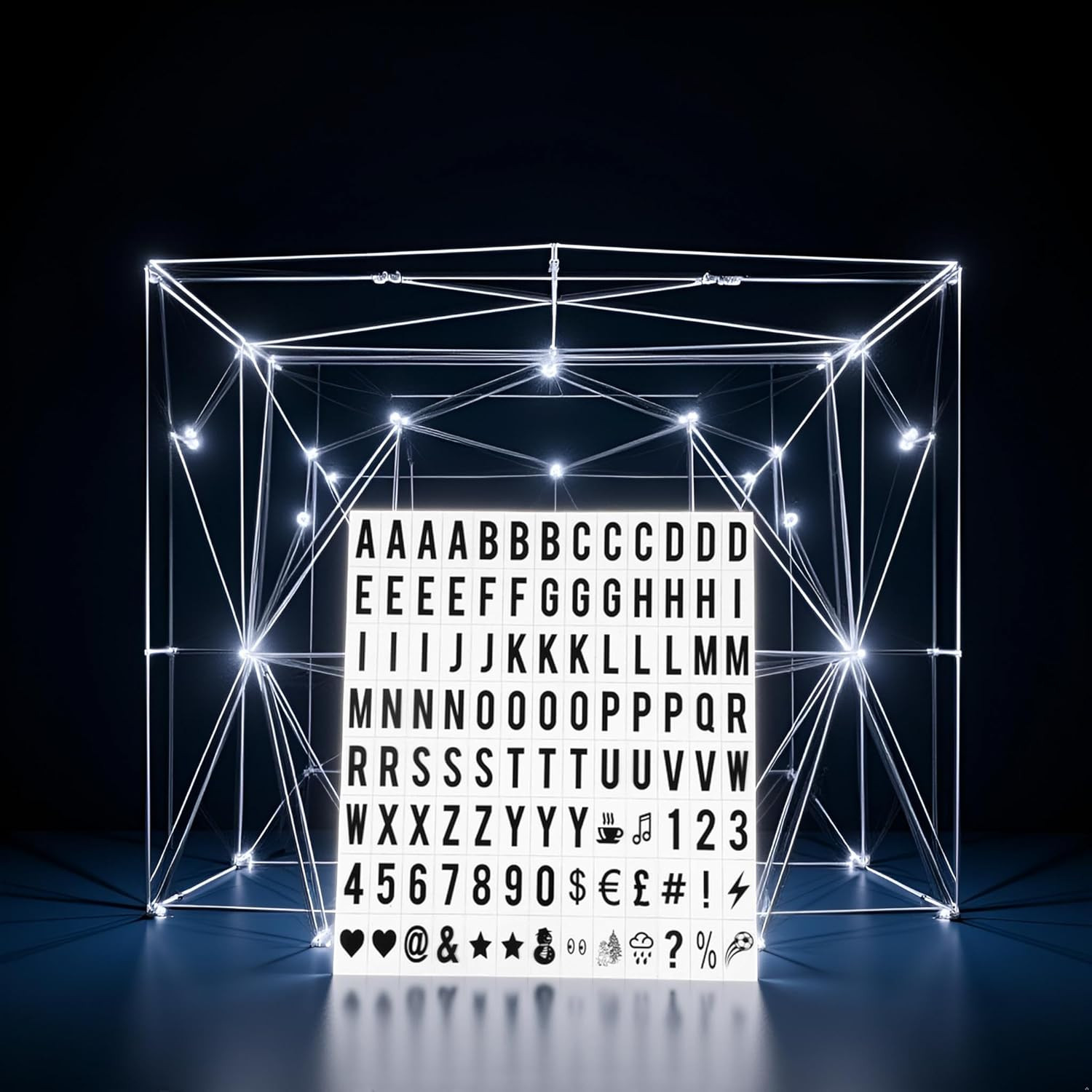 A Set 104Pcs Black Cinematic Lightbox Letters and Numbers Signs for A4 Light up