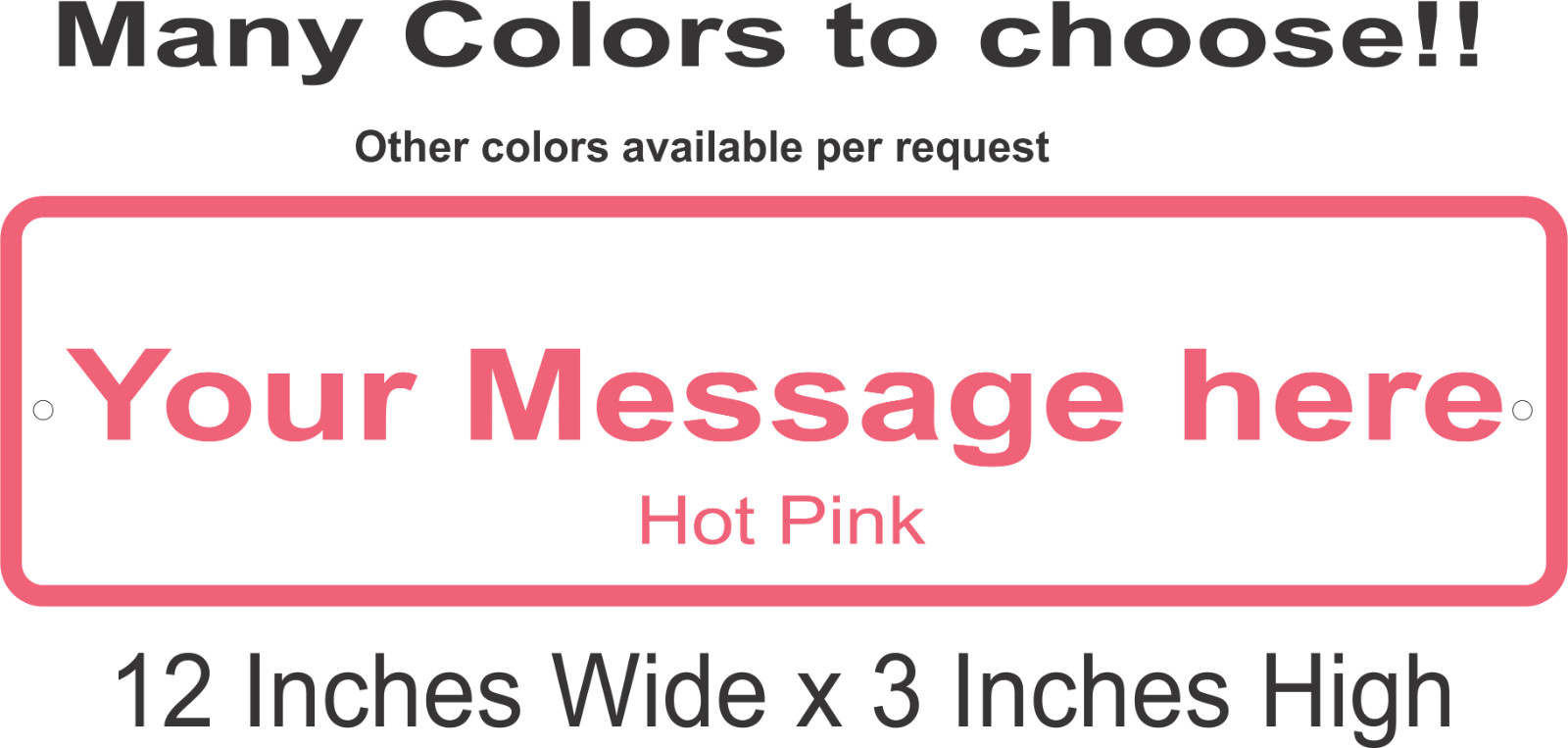 Personalized Custom Aluminum Sign Customized With Your Message 12 In x 3 In