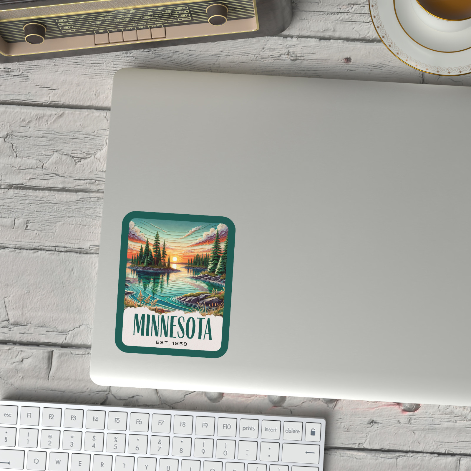 Minnesota State Sticker, Paper Collage Look, Voyageurs National Par Vinyl Decal