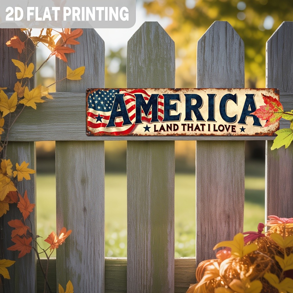 America Land That I Love US Flag Patriotic Vintage Metal Sign Wall Decor Plaque