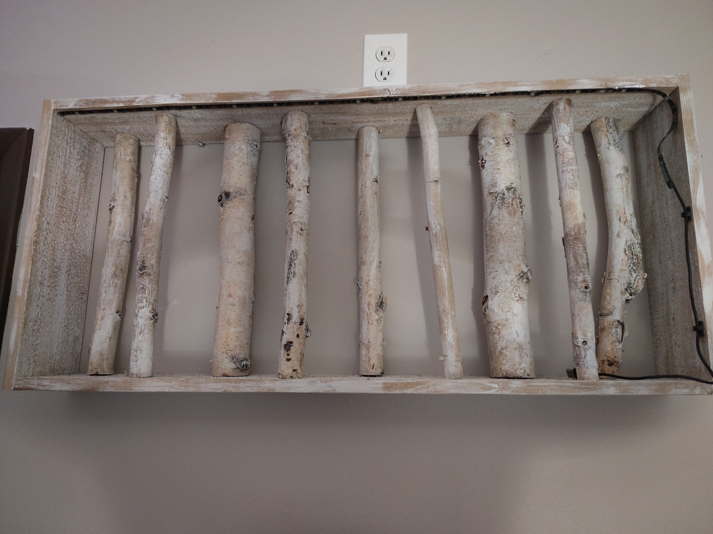 17″Height X 38 ”Length X 6 ”Width – Birch Log Wall Art With Led Lights& Remote
