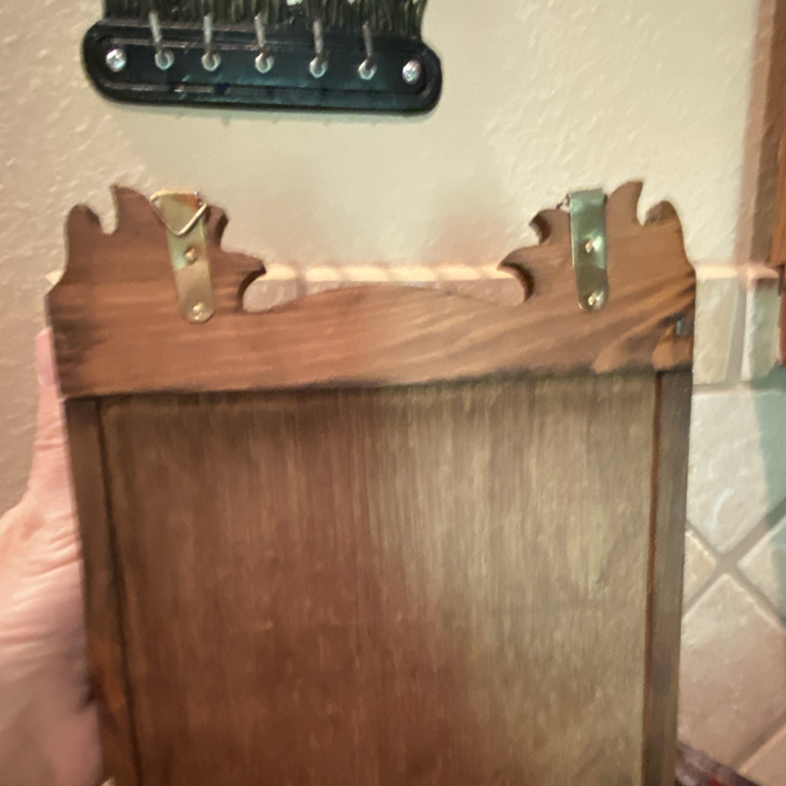 Wood & Metal Wall Mounted Mail Organizer, Brown Rectangle, 3 Compartments
