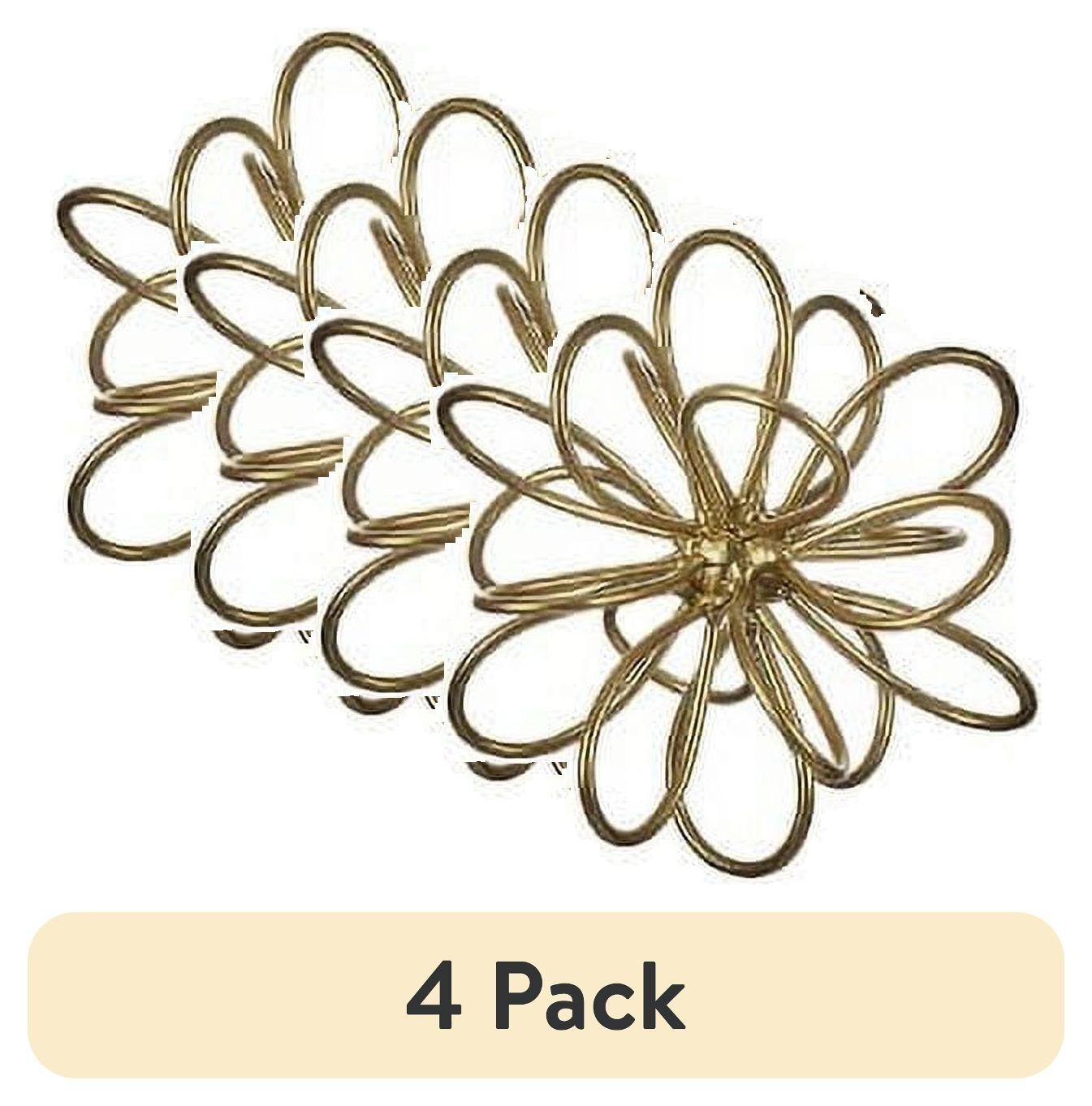 (4 pack) 6in x 6in Contemporary Metal Floral Tabletop Orb, Gold