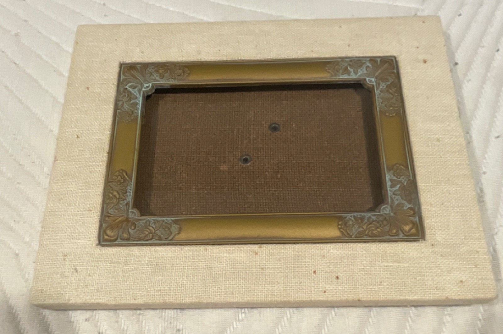 Beige & Gold Metal Rectangle Photo Frame Fits 3.5 x 2.5 in Photo, 1-Photo