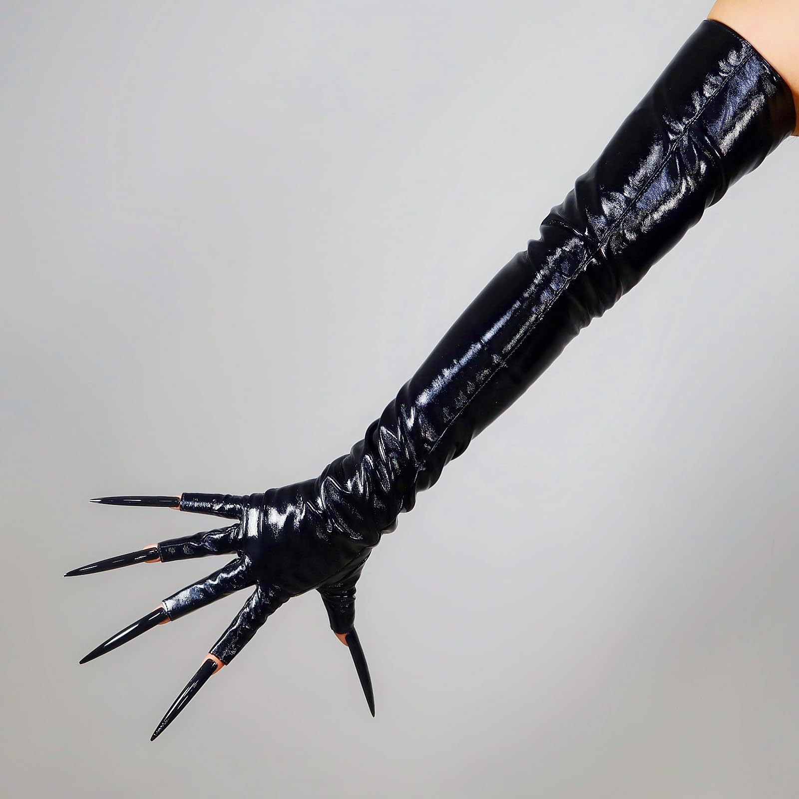 DooWay Women Fingerless Long Gloves 28″ Opera Leather Gloves Upper Arm Length…