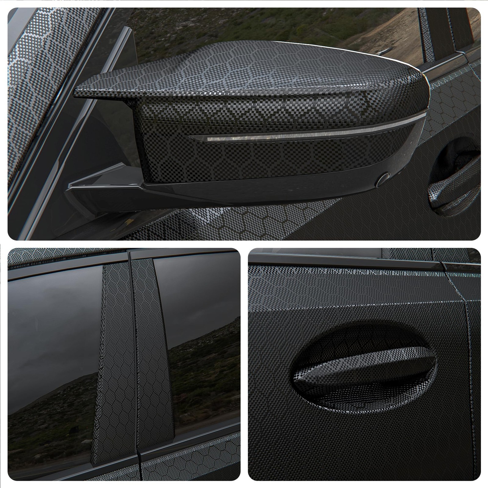 Lypumso Honeycomb Carbon Fiber Vinyl Wrap, Hex Pattern Vinyl Car Wrap with Ai…