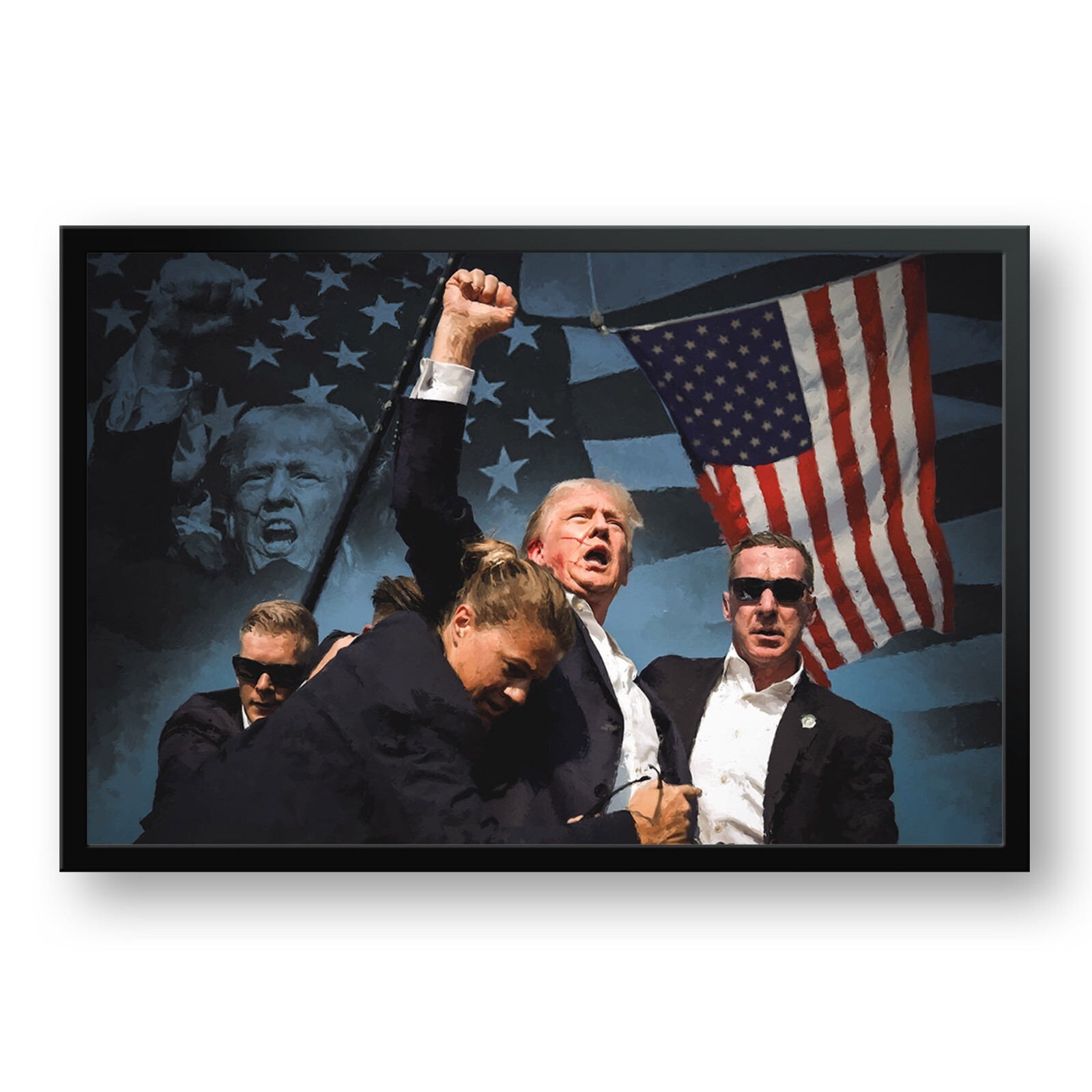 Donald Trump Assassination Attempt~3 Sizes~ 4 Styles~ Wood Framed Picture Print