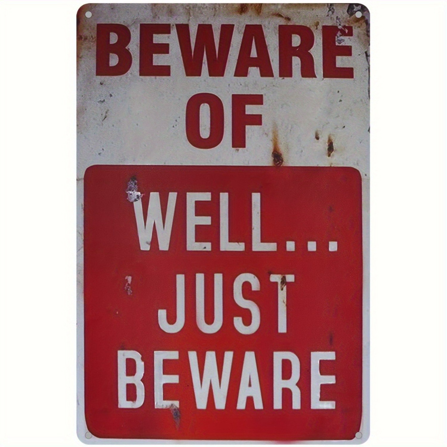 Vintage Metal Tin Signs Beware Of Well Funny Warning Wall Decor Indoor/Outdoor