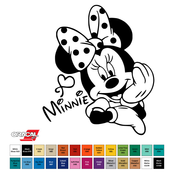 Disney Minnie Mouse Permanent Sticker Decal Oracal 651 3″ CHOOSE COLOR