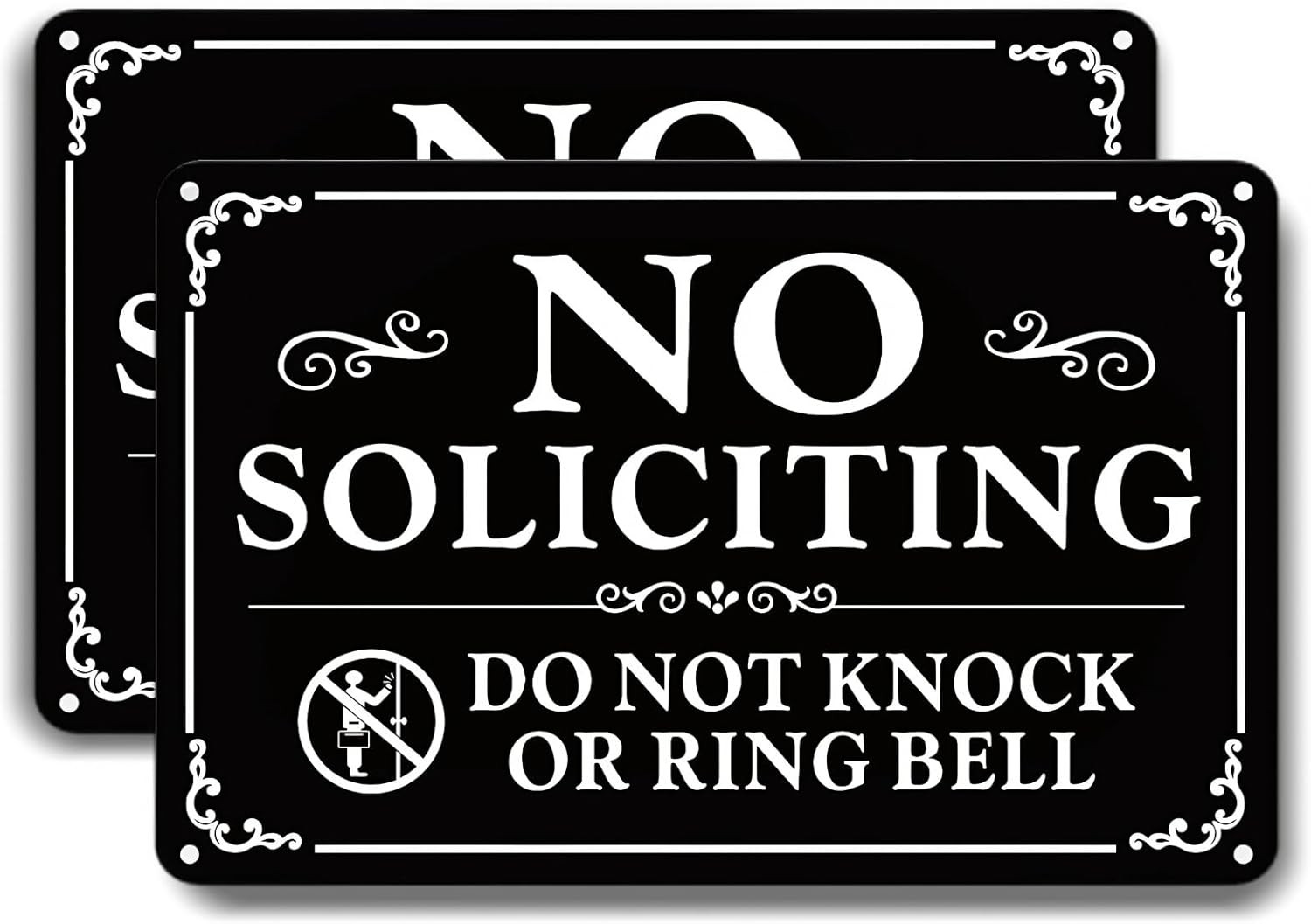 2 Pack No Soliciting Sign for Front Door9 X 6 Inches Self-adhesive No Solicitin