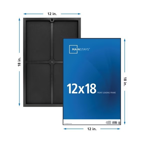 Mainstays – 12×18 Picture Frame – Black Front Loading Wall or Tabletop Photo Fra