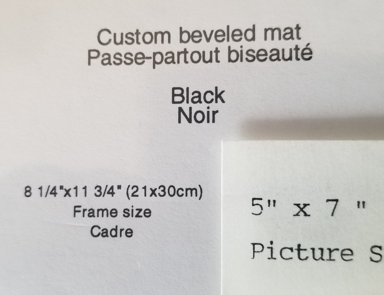 Smooth BLACK Mat 5 x 7 Bevel Cut Opening for European Stye ”8×12” Picture Frame