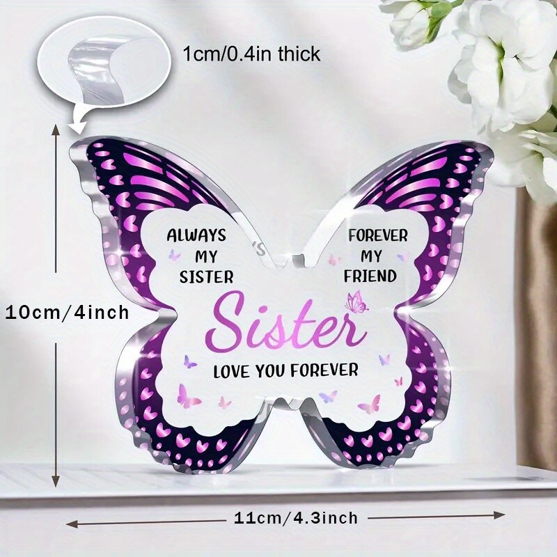 1 Piece Acrylic Butterfly Floral Design “Love You Sisters Forever” Home Decor